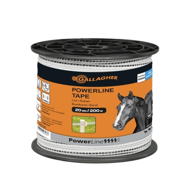 Gallagher PowerLine tape 20mm White 200m